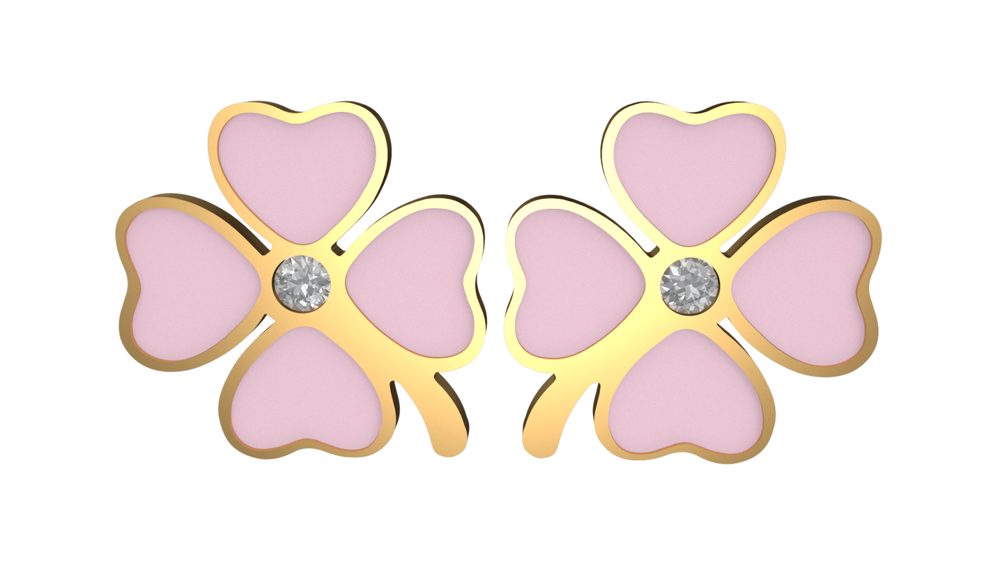 Earrings Clover 4 Leaf gold plated