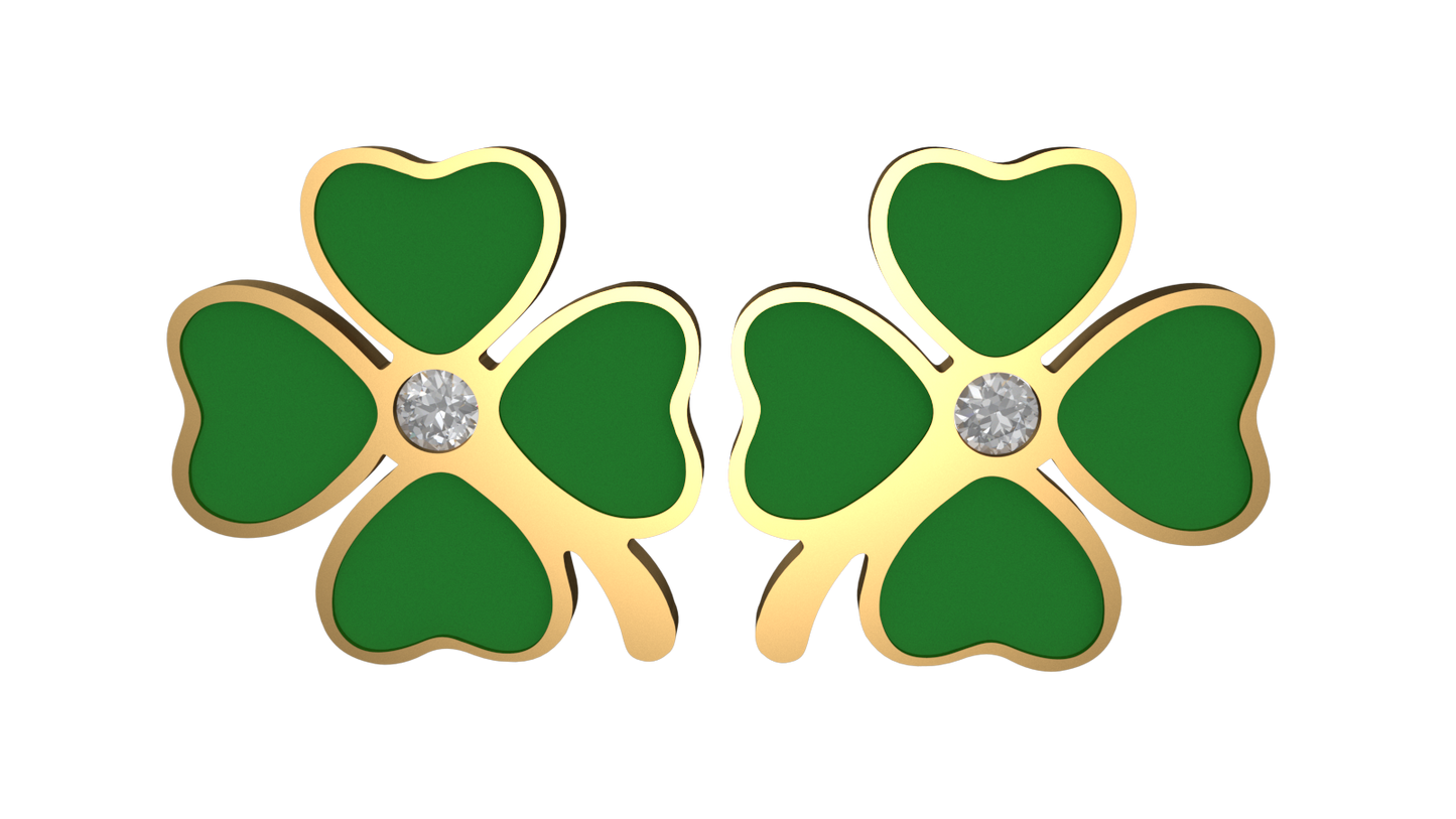 Earrings Clover 4 Leaf gold plated