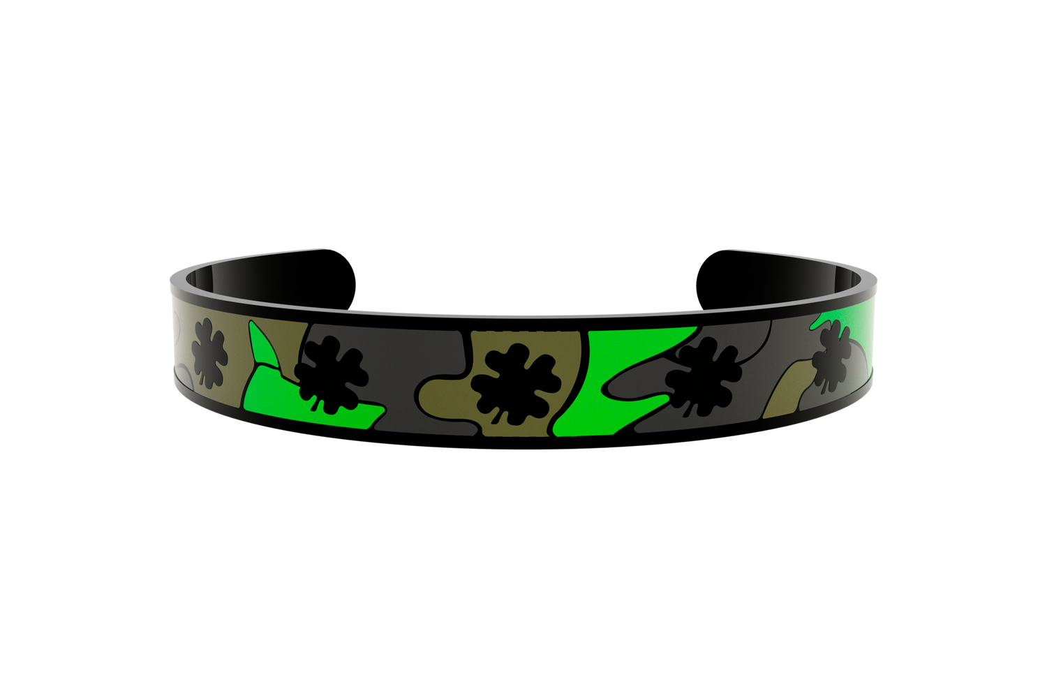 Bracelet clover 4 leaf camouflage black plated – Fortune Hands
